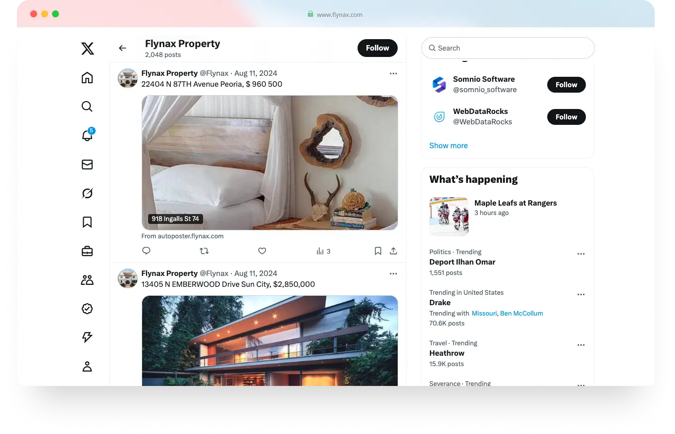 Listings autposting in X and facebook